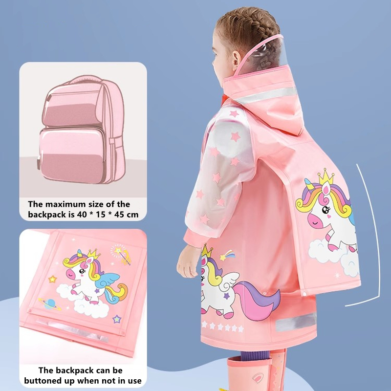Camping Rain Poncho - 子供レインコート防水レインポンチョ漫画ユニコーン恐竜子供学校学生レインスーツ男の子と女の子旅行レインウェア