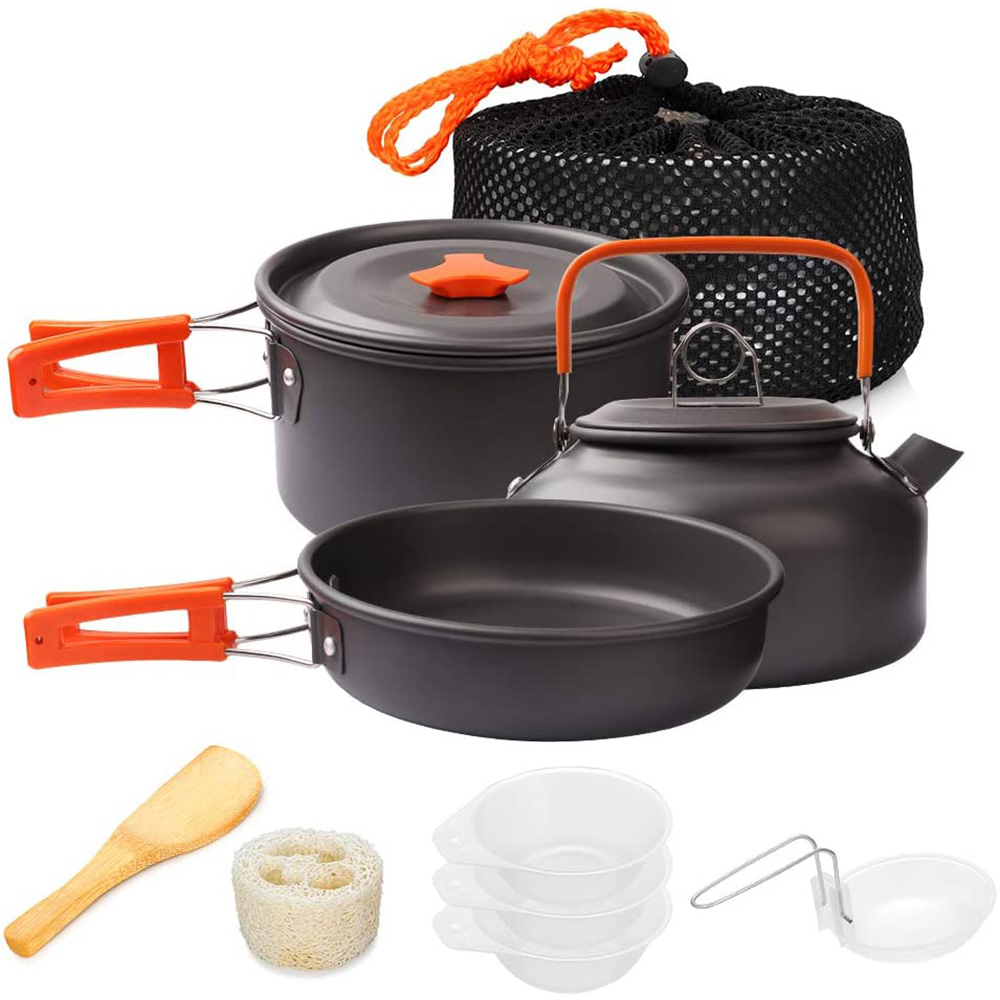 Outdoor Camping Dining Set - 1 ピース/1 セットキャンプ調理器具キット屋外調理セットアルミ機器屋外ポット旅行食器キッチンハイキングピクニックバーベキュー