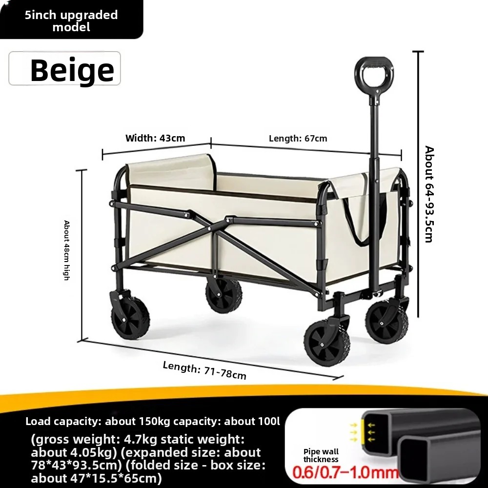 Outdoor Camping Trolley - 軽量折りたたみ式キャンプ用プルワゴン、小型トロリーカート、アウトドアピクニックや庭の収納に最適