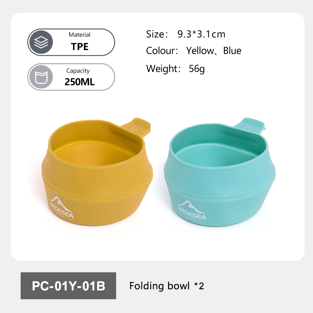 Outdoor Camping Dining Set - Widesea キャンプ 250 ミリリットルソフト折りたたみカップ食器調理器具ポータブルハンドル屋外ポケットボウル観光マグハイキングバックパッキング TPE