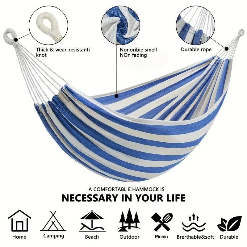 キャンバス製木製スティックハンモック屋外キャンプ用吊り下げベ - Bed Outdoor Camping のレビューと価格