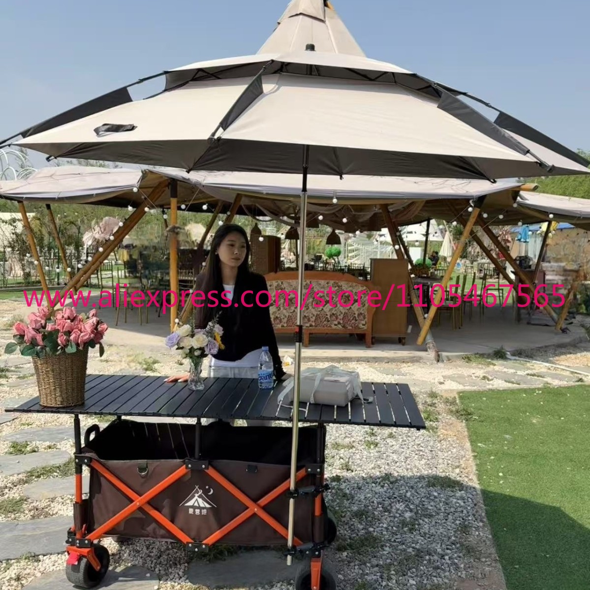 1個入りキャンピングカースタンド大型折りたたみ式トロリー屋外 - Outdoor Camping Trolley のレビューと価格