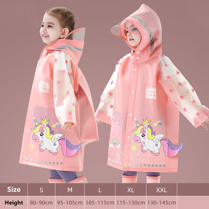 子供レインコート防水レインポンチョ漫画ユニコーン恐竜子供学校 - Camping Rain Poncho のレビューと価格