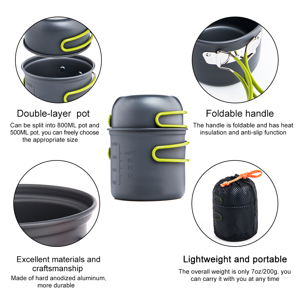 ワイドシー超軽量キャンプ調理器具アウトドア食器ポットセットハ - Outdoor Camping Dining Set のレビューと価格