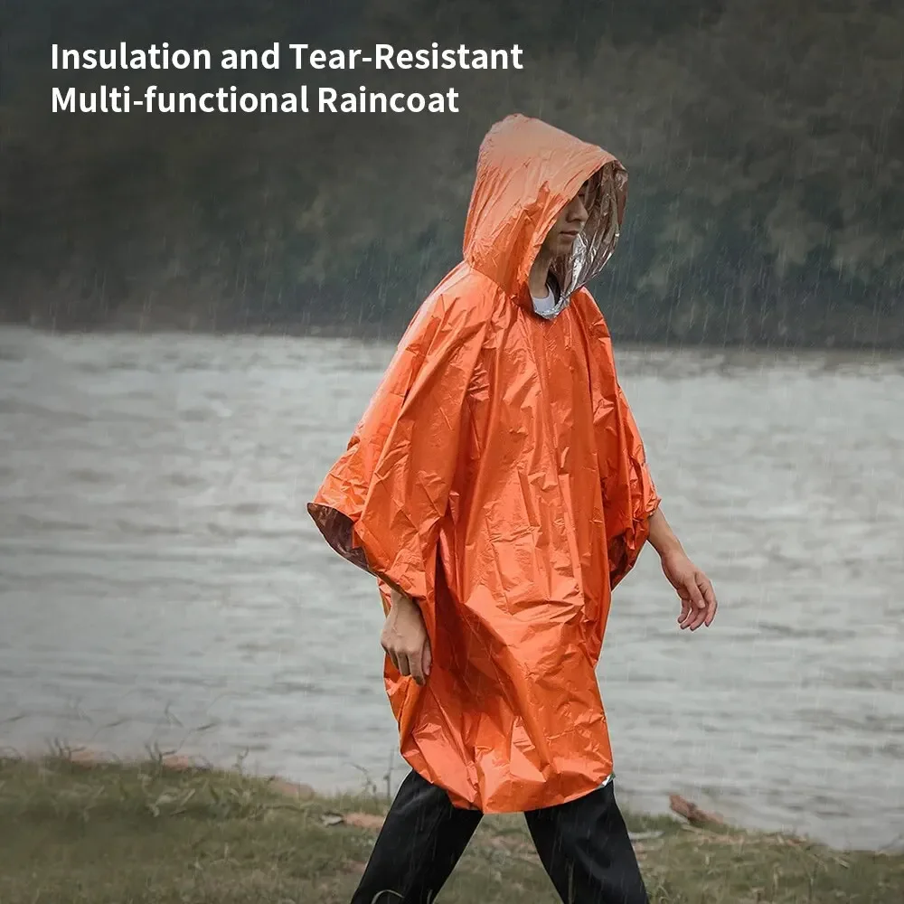 緊急レインコートポンチョ防水レインウェアブランケットサバイバ - Camping Rain Poncho のレビューと価格