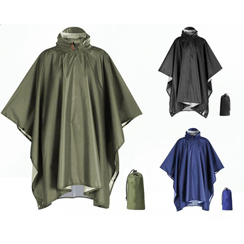 バックパッキング用ヘビーデューティレインポンチョ防水軽量大人 - Camping Rain Poncho のレビューと価格
