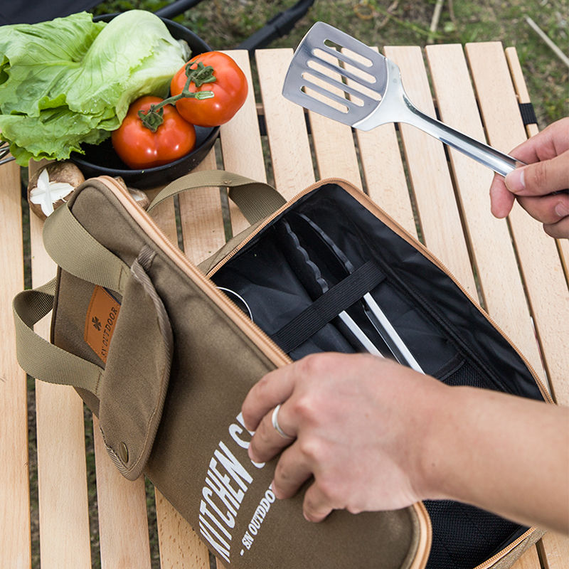 8点セット キャンプキッチン調理器具セット ポータブル屋外旅 - Outdoor Camping Dining Set のレビューと価格