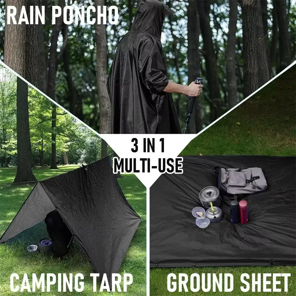 2026年型 3-in-1 防水フード付きレインポンチョ。多 - Camping Rain Poncho のレビューと価格
