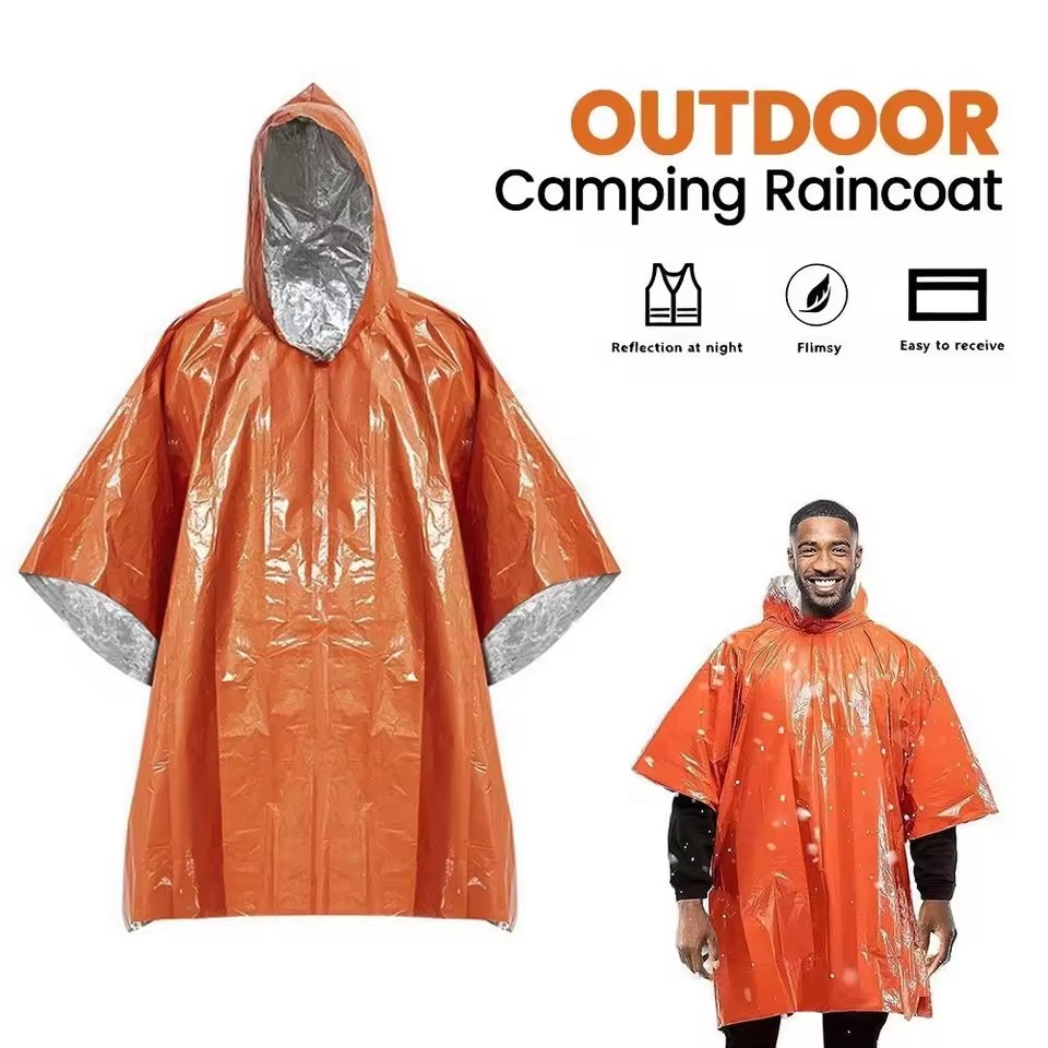 1枚/2枚セットの緊急用レインポンチョ、断熱ブランケット、ア - Camping Rain Poncho のレビューと価格